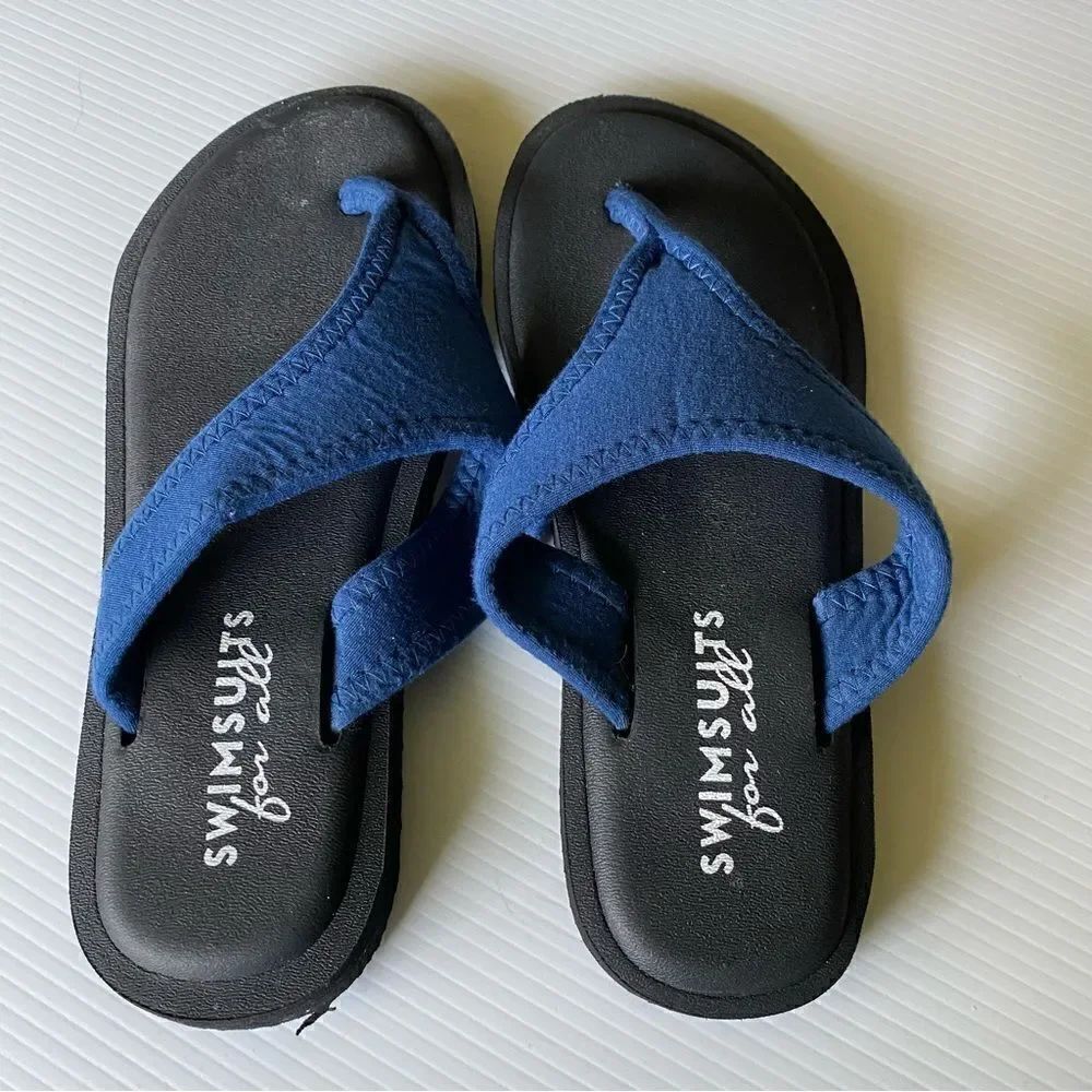 Swimsuits for all Wide band flip-flops sandals Navy blue 7
